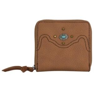 NEW - Catchfly Western Womens Wallet Studs Turq Concho Tan 2186559W RFID